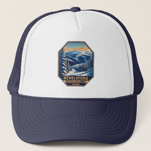 Revelstoke Canada Winter Vintage Trucker Hat (Front)