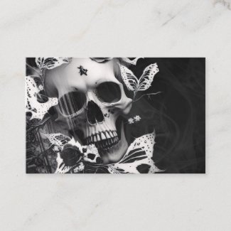 Revenant's Embrace: Black and White Graphic Skull 