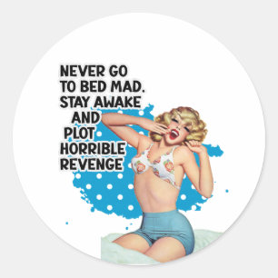 Revenge Retro Housewife Humour Illustration Art Classic Round Sticker