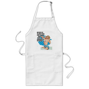 Revenge Retro Housewife Humour Illustration Art Long Apron