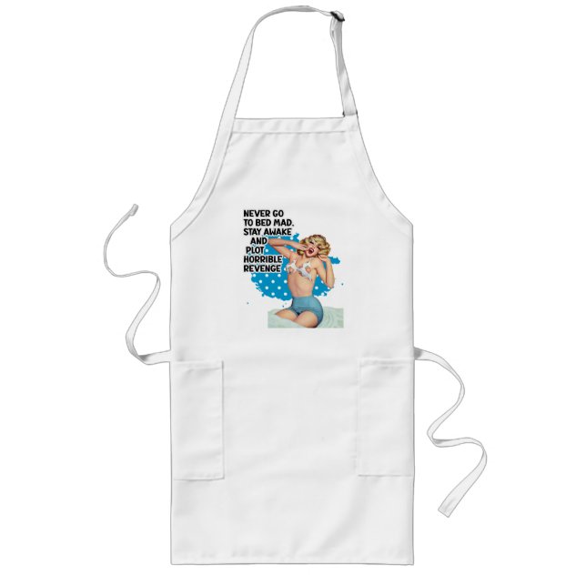 Revenge Retro Housewife Humour Illustration Art Long Apron (Front)