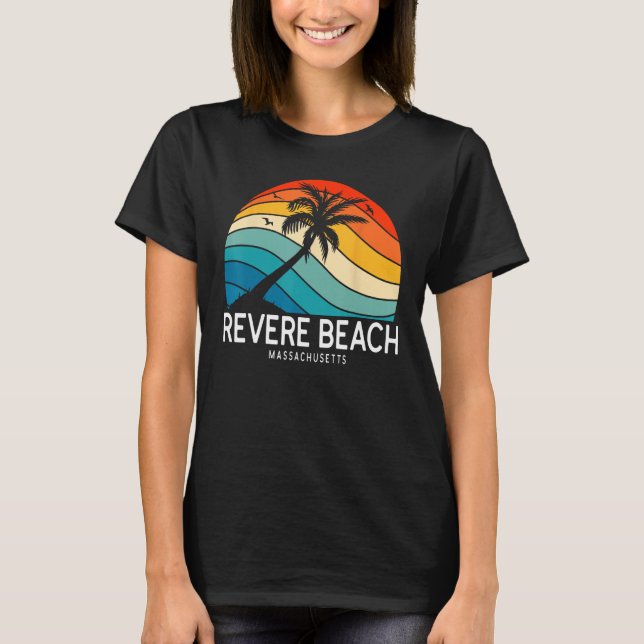 Revere Beach Massachusetts Beach Palm Tree Souveni T-Shirt (Front)