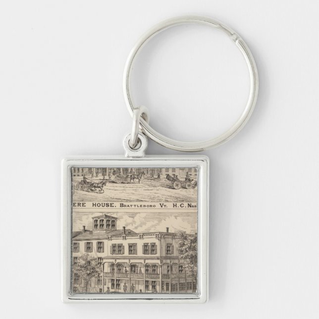 Revere House and Crosby Block in Brattleboro Key Ring (Front)