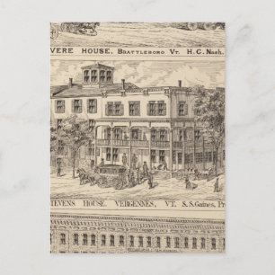Revere House and Crosby Block in Brattleboro Postcard