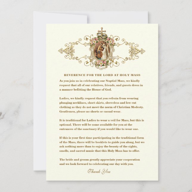 Reverence for Our Lord at Wedding Mass Guidelines Announcement (Front)