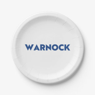 Reverend Warnock Georgia Senate runoff blue white Paper Plate