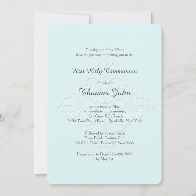 Reverent Cross Religious Invitation Blue (Front)