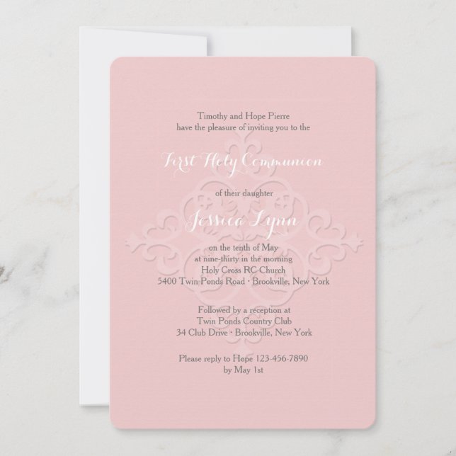 Reverent Cross Religious Invitation Pink (Front)