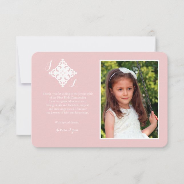 Reverent Cross Religious Photo Thank You Pink (Front)