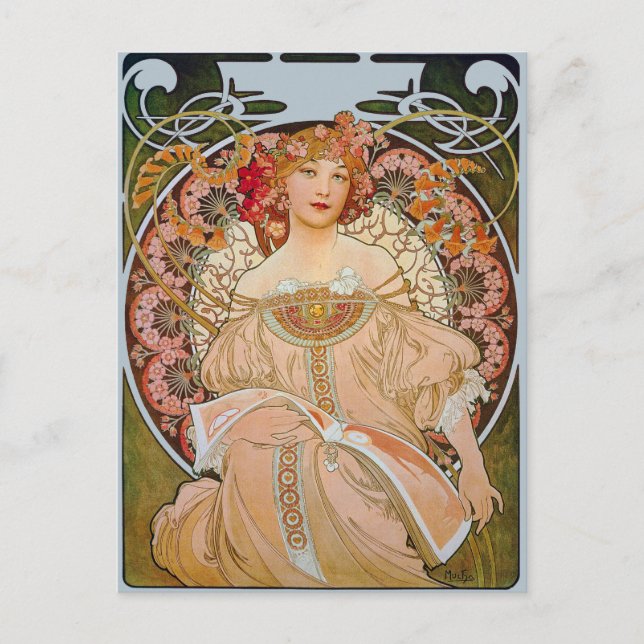 Reverie by Alphonse Mucha Fine Art Postcard (Front)