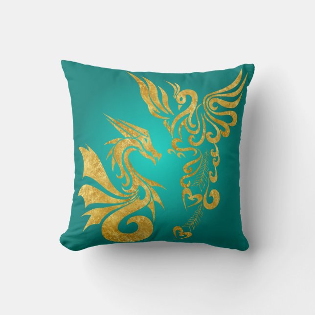 Reversable Feng Shui Phoenix & Dragon Pillow (Front)
