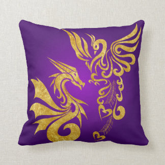 Reversable Feng Shui Phoenix & Dragon Pillow-purp Cushion