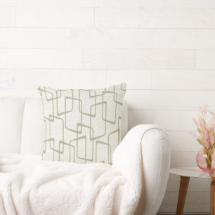Reverse Beryl Green Retro Geometric Pattern Cushion