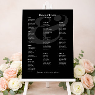 REVERSE Black Ampersand Wedding 10 Seating Chart