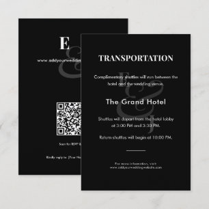 REVERSE Black Wedding Transportation Detail QR Enclosure Card