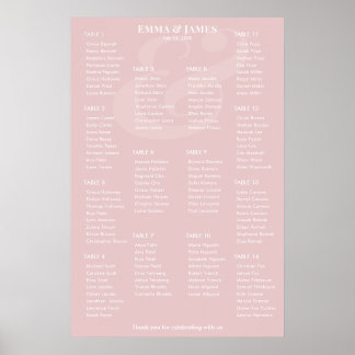 REVERSE Blush Ampersand Wedding | 14 Seat Chart