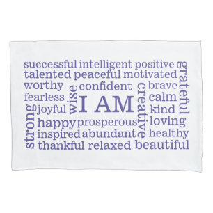Reverse Colours I AM Positive Affirmations Purple Pillowcase