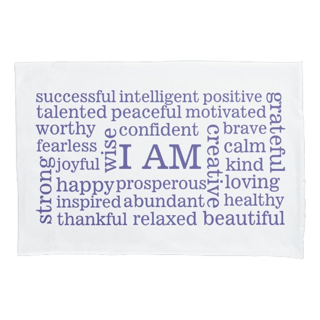 Reverse Colours I AM Positive Affirmations Purple Pillowcase (Front)