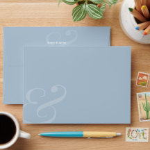 REVERSE D Blue Ampersand Wedding Return Address |