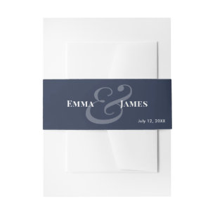 Reverse Navy Wedding Invitation Belly Band Name
