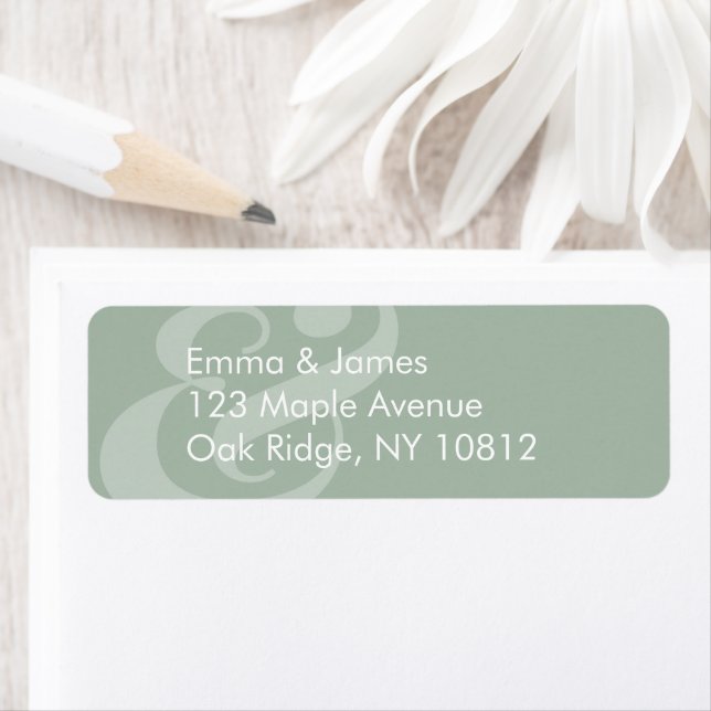 Reverse Sage Wedding Return Address | Centred (Insitu)
