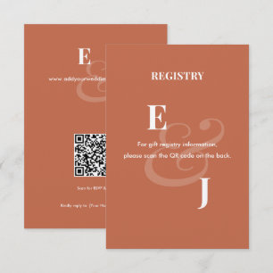 Reverse Terracot Ampersand Wedding Registry QR Enclosure Card