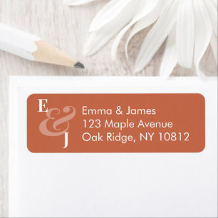 Reverse Terracotta Wedding Return Address Left