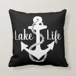 Reverse two-sided nautical LAKE LIFE + ANCHOR | Cushion