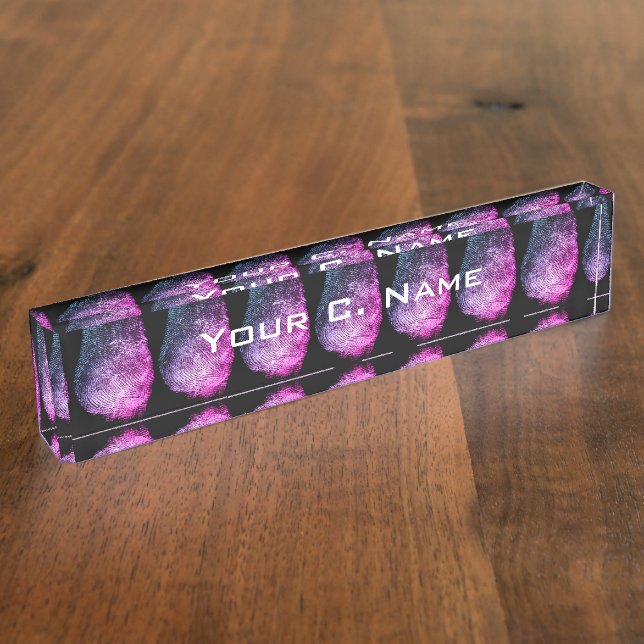 Reversed Loop Fingerprint Purplish Nameplate (Side)