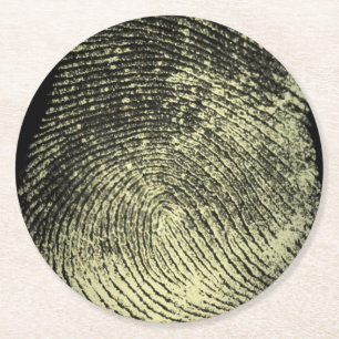 Reversed Loop Fingerprint Round Paper Coaster