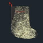 Reversed Loop Fingerprint Small Christmas Stocking<br><div class="desc">A fingerprint in its narrow sense is an impression left by the friction ridges of a human finger. The recovery of fingerprints from a crime scene is an important method of forensic science.</div>