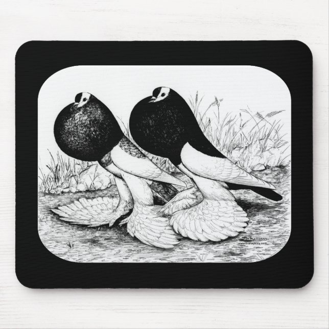 Reversewing Pouter Pigeons Mouse Mat (Front)