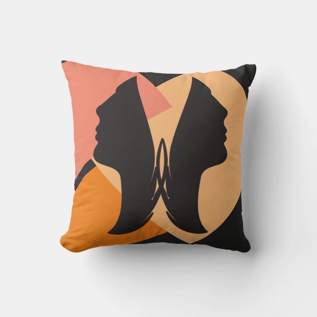 Reversible Abstract Joined Two Faces   Throw Pillo Cushion (Front)