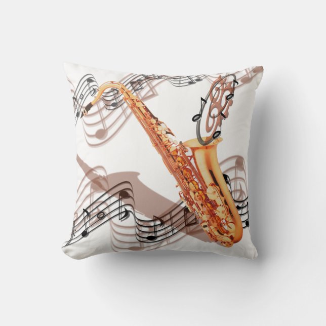 Reversible Abstract Saxophone Throw Pillow (Front)