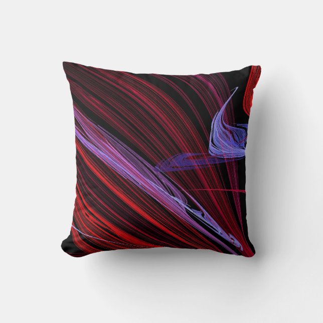 Reversible Abstract Textured Red and Black Pillow (Front)