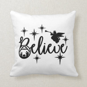 Reversible Believe Nativity Scene Cushion