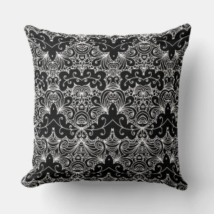Reversible Black and White Floral Pattern Cushion