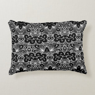 Reversible Black and White Floral Pattern Decorative Cushion