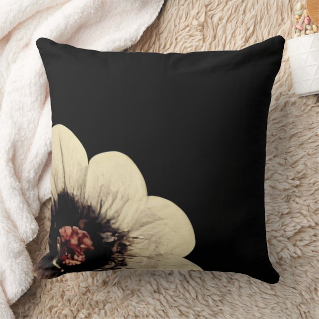Reversible Black Floral Botanical Cushion (Blanket)