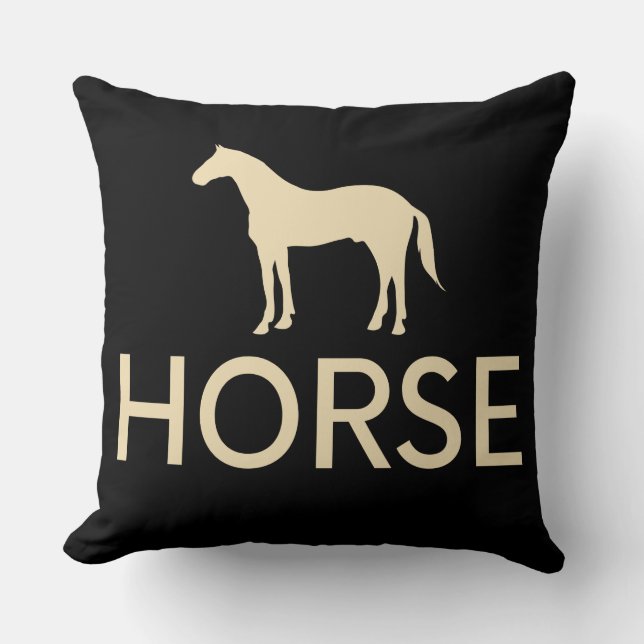 Reversible Black Horse Equestrian Cushion (Front)