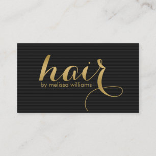 Reversible Black & White & Gold Hair text Design Business Card