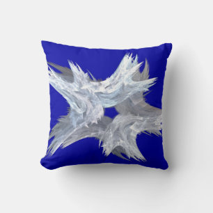 Reversible Blu White Patriotic Fractal Star Pillow