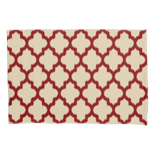 Reversible Burgundy And Tan Quatrefoil Ikat Pillowcase