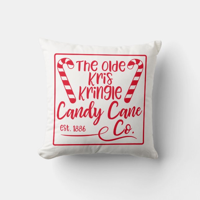 Reversible Candy Cane Co Christmas Cushion (Front)