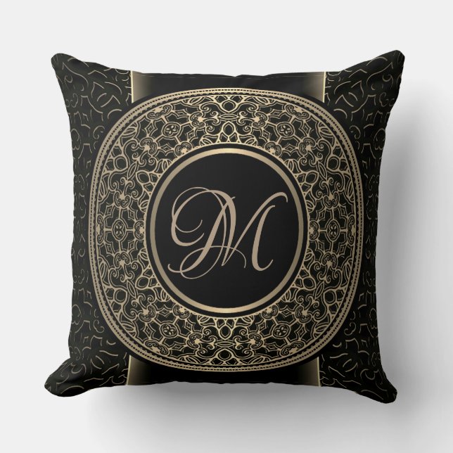 Reversible Chic Gold Medallion Throw Pillow (Front)