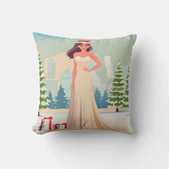 Reversible Christmas Cheers Pillow   (Front)