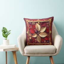 Reversible Christmas Poinsettia Pillow 