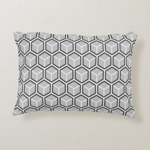 Reversible Cool Grey Honeycomb Accent Pillow