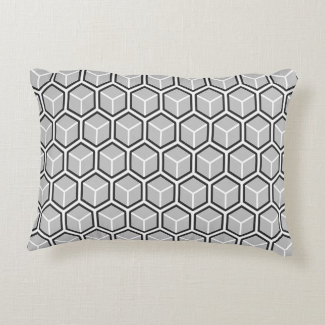 Reversible Cool Grey Honeycomb Accent Pillow (Back)