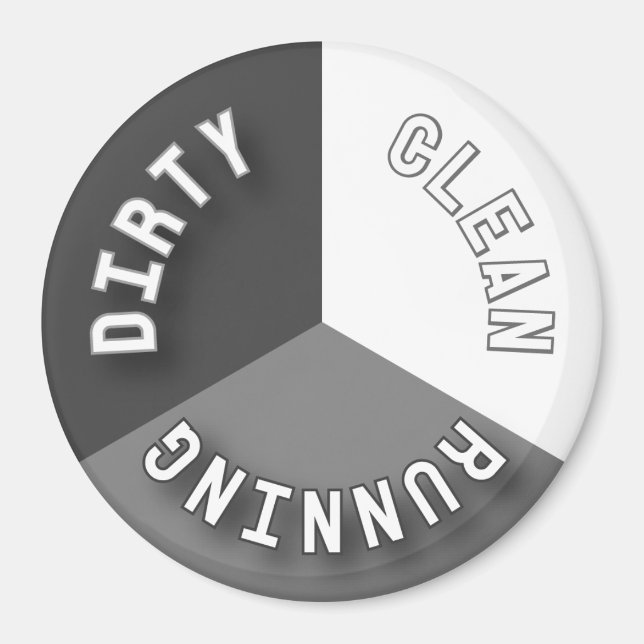 Reversible Dishwasher Grey Clean Dirty Running Magnet (Front)